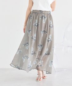 earth music&ecology フラワーシアープリントスカート