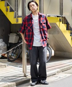 WEGO 【ユニセックス着用ITEM/SMLサイズ展開】オンブレチェックシャツ（SS）