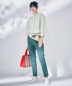 23区 L 【洗える】リネンレーヨンストレッチ テーパード パンツ