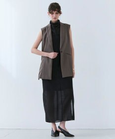 BEIGE， 【洗える】CAROLE / リネンライクノースリーブジレジャケット