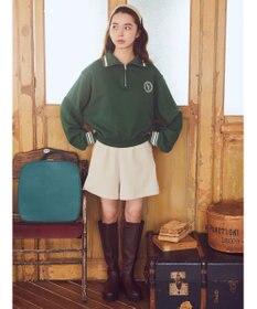 earth music&ecology ハーフＺＩＰサークルロゴ刺繍裏毛プルオーバー