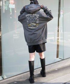 WEGO ピグメントグラフィックプルパーカー