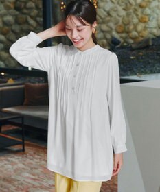 Tiaclasse 【スマート裏起毛・新色追加】 ピンタックシャツチュニック