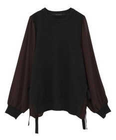 YECCA VECCA サイドプリーツ異素材MIXプルオーバー