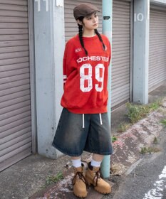 WEGO 【ユニセックス着用ITEM】ケミカルウォッシュナンバリングプルオーバー