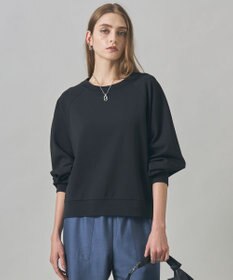 ICB 【洗える】ジョーゼットジャージー  ドルマンスリーブプルオーバー ブラック系