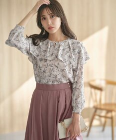 ANY SIS L 【洗える】スクエアラッフルカラー ブラウス