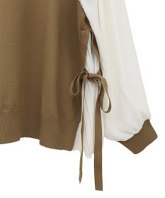 YECCA VECCA サイドプリーツ異素材MIXプルオーバー