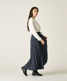 Ripo trenta anni 【大人気定番/特許技術】LONG PLEATS DENIM SKIRT プリーツ デニムスカート