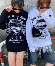 WEGO ウイングハートダメージニット