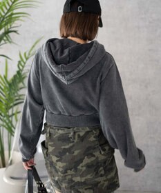 WEGO ロゴアシッドウォッシュパーカー