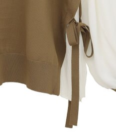 YECCA VECCA サイドプリーツ異素材MIXプルオーバー