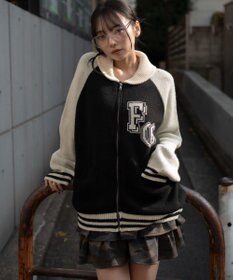 WEGO 【ユニセックス着用ITEM】グラフィックZIPニットブルゾン