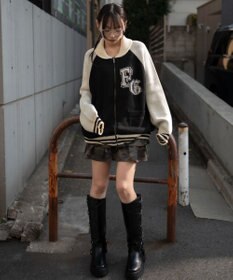 WEGO 【ユニセックス着用ITEM】グラフィックZIPニットブルゾン