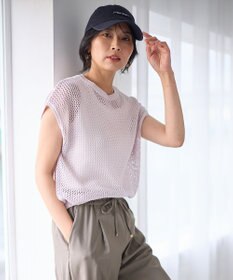 ANY フレンチスリーブメッシュニット