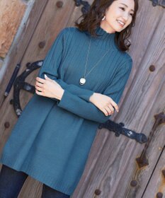 Tiaclasse L 【洗える】もっちり柔らかいハーフリブニットチュニック