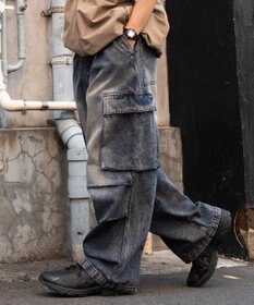 WEGO 【ユニセックス着用ITEM】デニムイージーカーゴパンツ