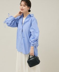 Green Parks イージーケア袖シャーリングシャツ