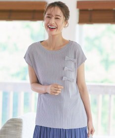 Tiaclasse 【洗える】ナナメ切替リボンニットトップス