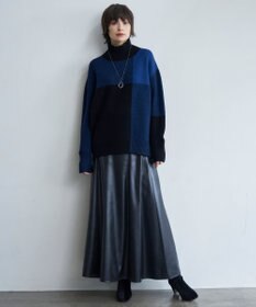 ICB L 【洗える】サテンワックスヴィンテージ フレアスカート