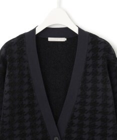 ICB L 【洗える】ハウンドトゥースパターン Vネックカーディガン