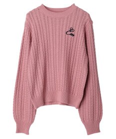 earth music&ecology 刺繍入りケーブルニットプルオーバー