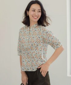 J.PRESS LADIES 【一枚で着映え】LIBERTY バンドカラー ブラウス ベージュ系