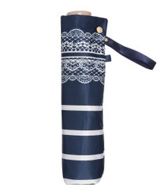 MOONBAT 【雨傘】ランバン　オン　ブルー (LANVIN en Bleu) ボーダー レース 折りたたみ傘