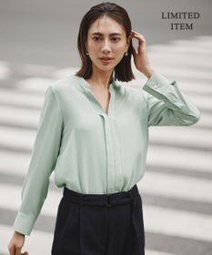 ICB L 【新色追加・WEB限定】BackSatinAmunzen キーネックブラウス