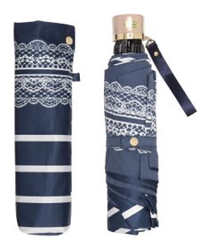 MOONBAT 【雨傘】ランバン　オン　ブルー (LANVIN en Bleu) ボーダー レース 折りたたみ傘