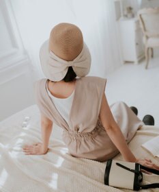 MOONBAT 【遮光100%/UPF50%＋/UVカット】洗えるバックリボン ブレードパラソルハット 手洗いOK/サイズ調整可能/吸水速乾/遮熱