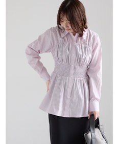 Te chichi ペプラムシャーリングシャツブラウス