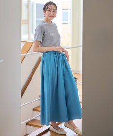 ANY L 【洗濯機可/ウエストゴム/UVケア】スパンボイル撥水スカートパンツ