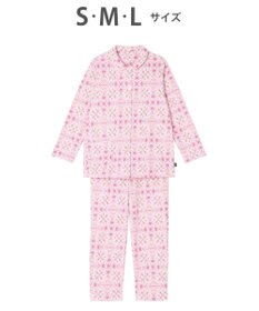 WACOAL ワコール_リラックス＆スリープ パジャマ 長袖 長ズボン 綿混(本体) ダブルジャカード素材 上下セット 前開き S~3L 大きいサイズ ミントン NDW423 /ワコール