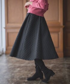 組曲 ジオメトリックフラワージャガード フレアスカート