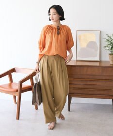 CRAFT STANDARD BOUTIQUE ストライプジャカードパフスリーブブラウス