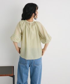CRAFT STANDARD BOUTIQUE ストライプジャカードパフスリーブブラウス