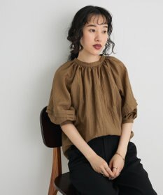 CRAFT STANDARD BOUTIQUE ストライプジャカードパフスリーブブラウス