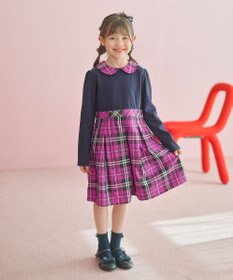 組曲 KIDS 【110-140㎝】チェックタフタドッキング ワンピース