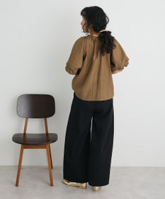 CRAFT STANDARD BOUTIQUE ストライプジャカードパフスリーブブラウス