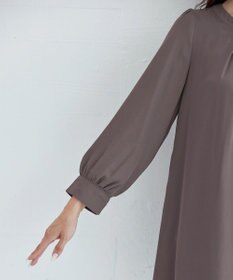 Tiaclasse L 【新色追加・洗える】裏起毛ジョーゼット胸元タックチュニックブラウス