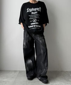 WEGO メタリックプリントデニムパンツ