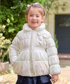 ANY KIDS パール調×フリースボア中綿コート