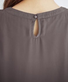 Tiaclasse L 【新色追加・洗える】裏起毛ジョーゼット胸元タックチュニックブラウス