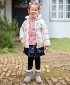 ANY KIDS パール調×フリースボア中綿コート