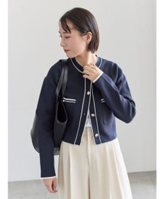 Te chichi ミラノリブ配色ラインカーディガン