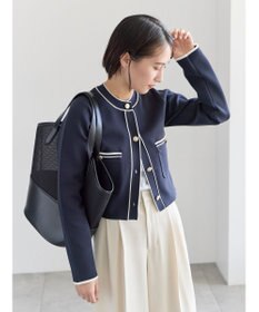 Te chichi ミラノリブ配色ラインカーディガン