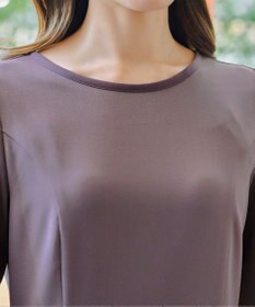 Tiaclasse L 【洗える】バックルベルト付き配色フレアワンピース