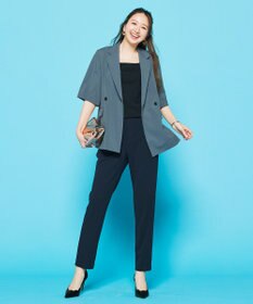 UNFILO 【WEB限定】BEAUTY MOVE センタープレス テーパードパンツ ネイビー