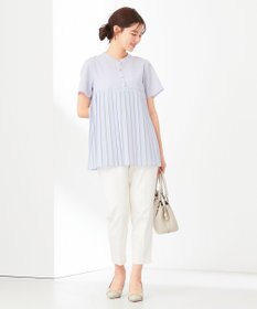 ANY SIS L 【洗える】ジョーゼットプリーツコンビ ブラウス